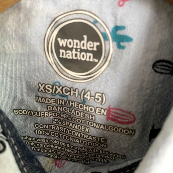 Wonder Nation Boy's Button Down Short Sleeve Shirt. Size XS (4-5). Fun Design - Picture 4 of 6